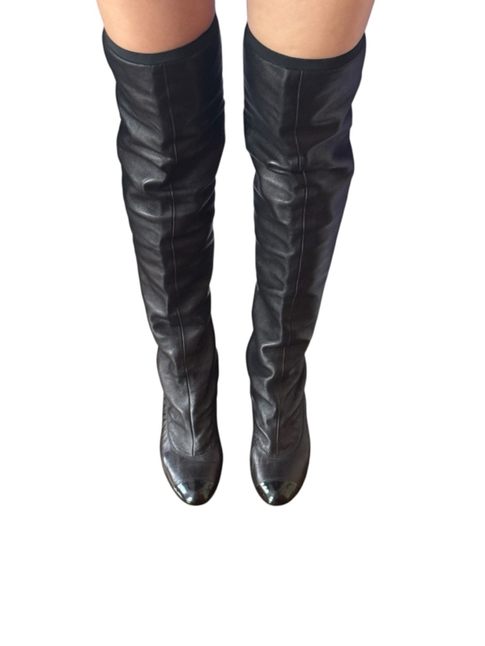 Chanel black leather Over-the-Knee Black Sock Boots - Women - Picture 6 of 16